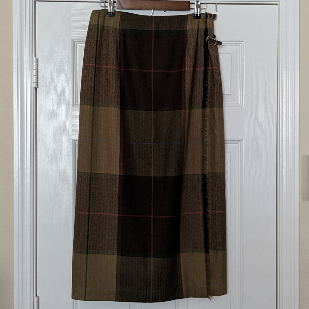 TALBOTS Plaid Wool Wrap Skirt